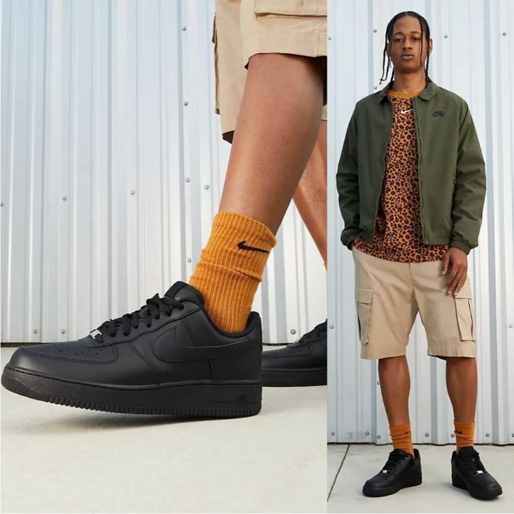 Nike Men's Air Force 1 Black Athletic Shoes